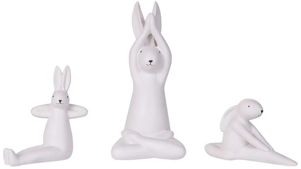 Conjunto de 3 figuras decorativas em forma de coelho cerâmica branca BREST Beliani