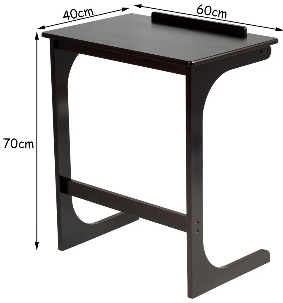 Mesa de computador ou café de bambu com espaço inclinável para Sofá cama Sofá sala de estar Quarto  60 x 40 x 70 cm Castanho