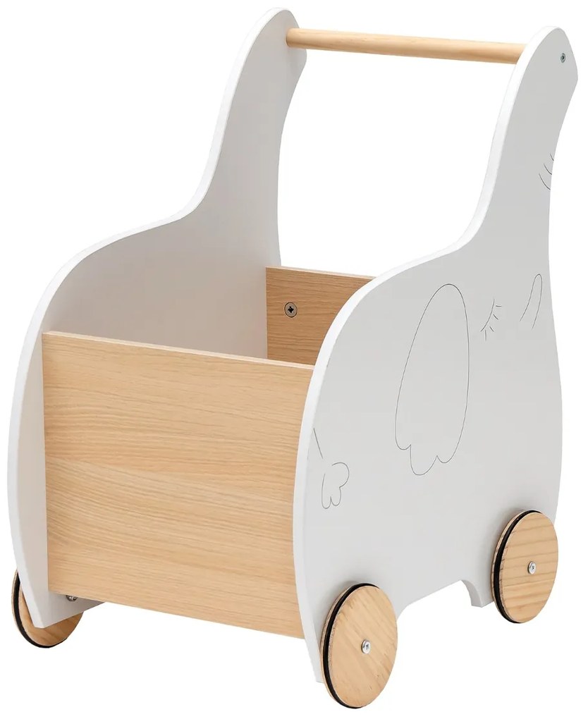 Carrinho de compras infantil de madeira, alça com gaveta saltadora, jogo educativo para crianças de 1 a 3 anos, 32 x 48 x 56 cm, branco