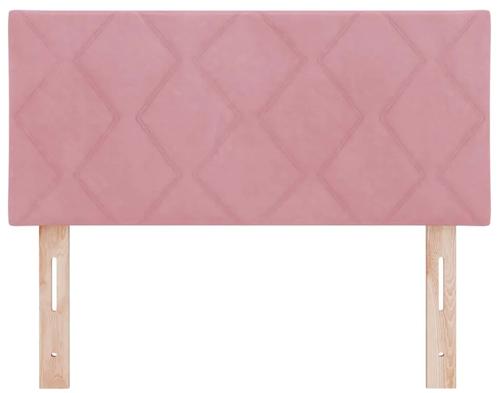 Cabeceira com design de bloco de diamante em veludo rosa, 90cm