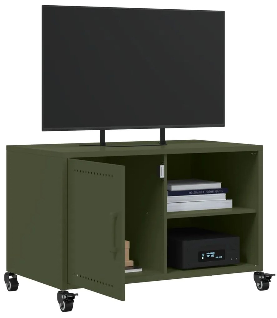 Móvel de TV 68x39x43,5 cm aço verde azeitona