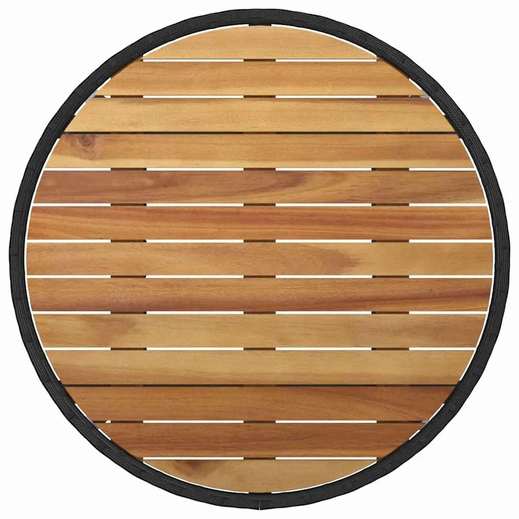 Conjunto de Jantar de 3 Peças Preto Rattan Sintético
