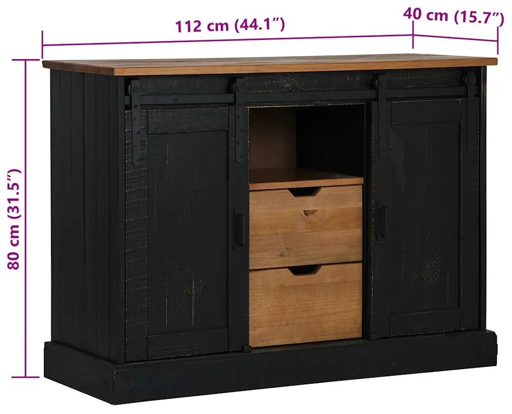 Aparador HALDEN 2 portas de correr 112x40x80 cm Madeira maciça