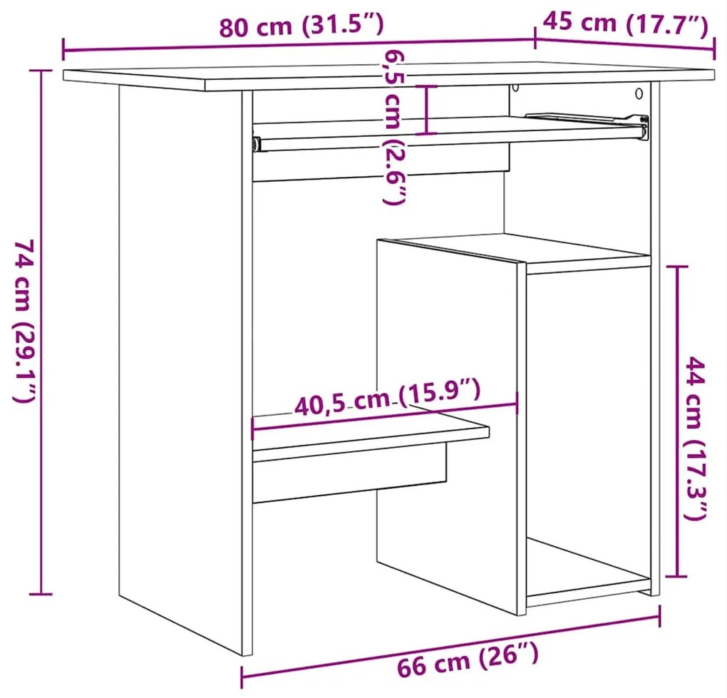 Secretária 80x45x74 cm contraplacado cinzento cimento