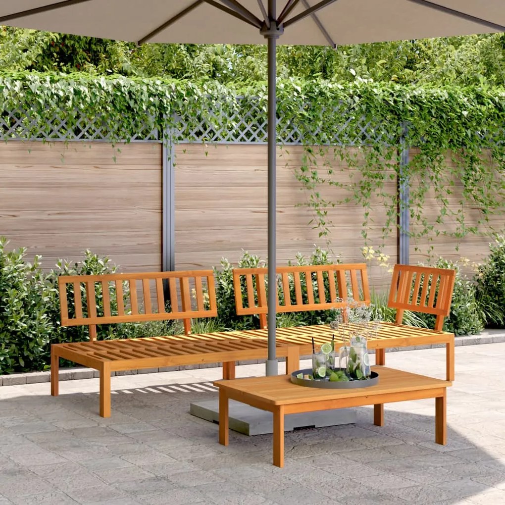 vidaXL 3 pcs conjunto de móveis de paletes p/ jardim acácia maciça