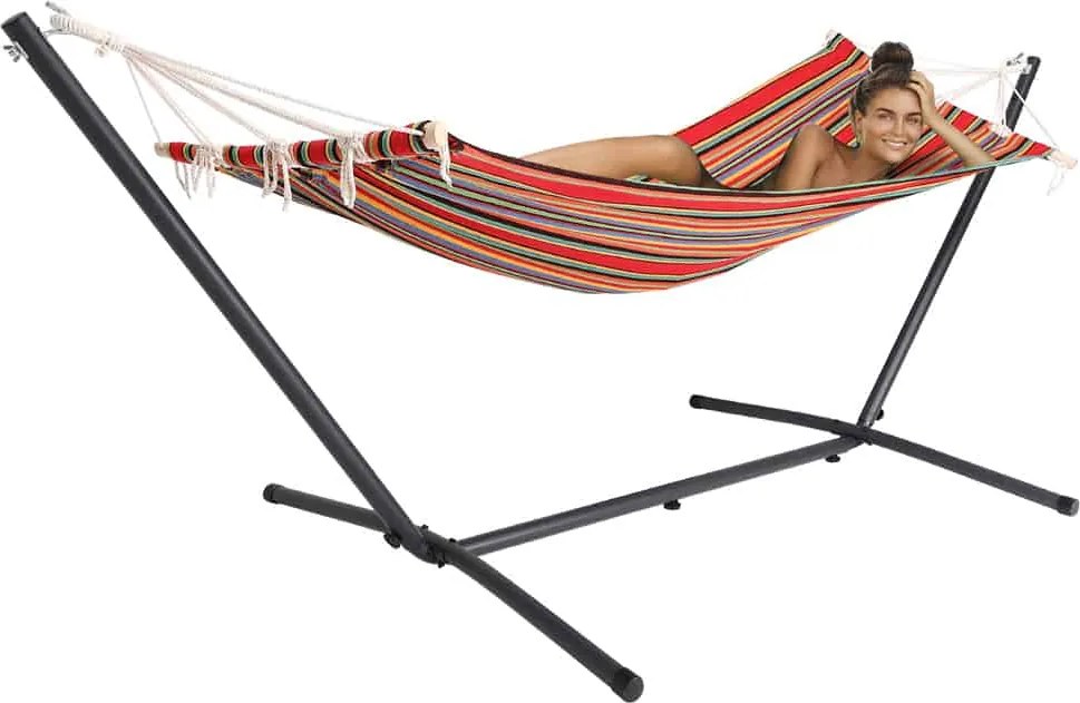 Cama de rede Jardim com armação metálica 200 x 80cm cor vermelha