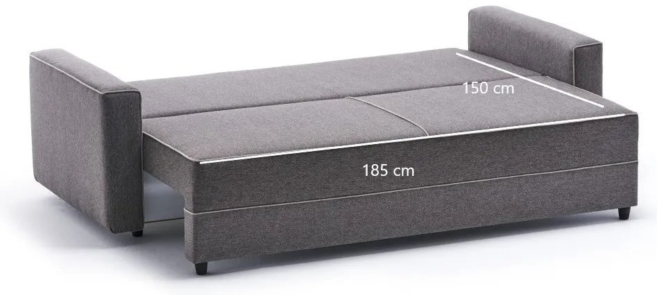 Sofá-Cama de 3 Lugares Ece – Castanho – 215x88x90 cm