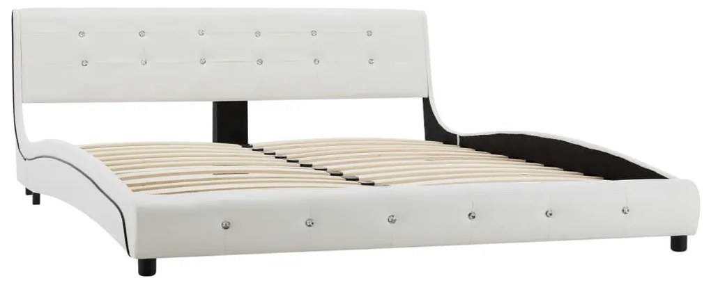 Cama com colchão 160x200 cm couro artificial branco