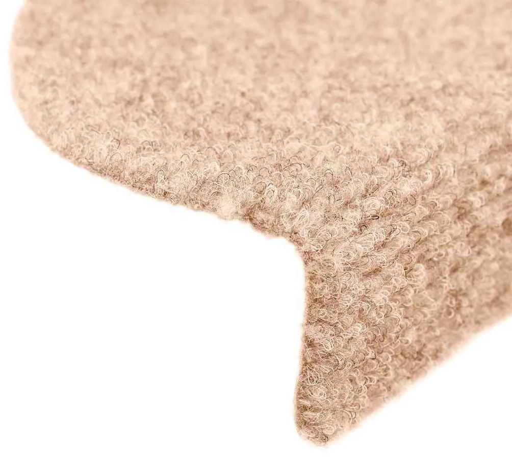 Tapetes escada autoadesivos 10 pcs 56x17x3 cm agulhado creme