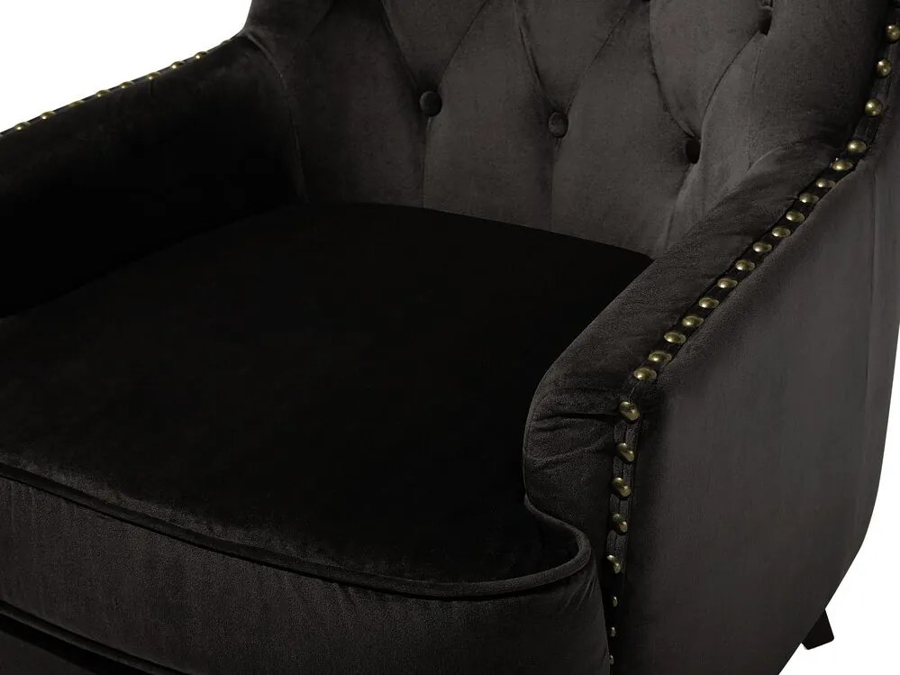Poltrona em veludo preto VIBORG II Beliani