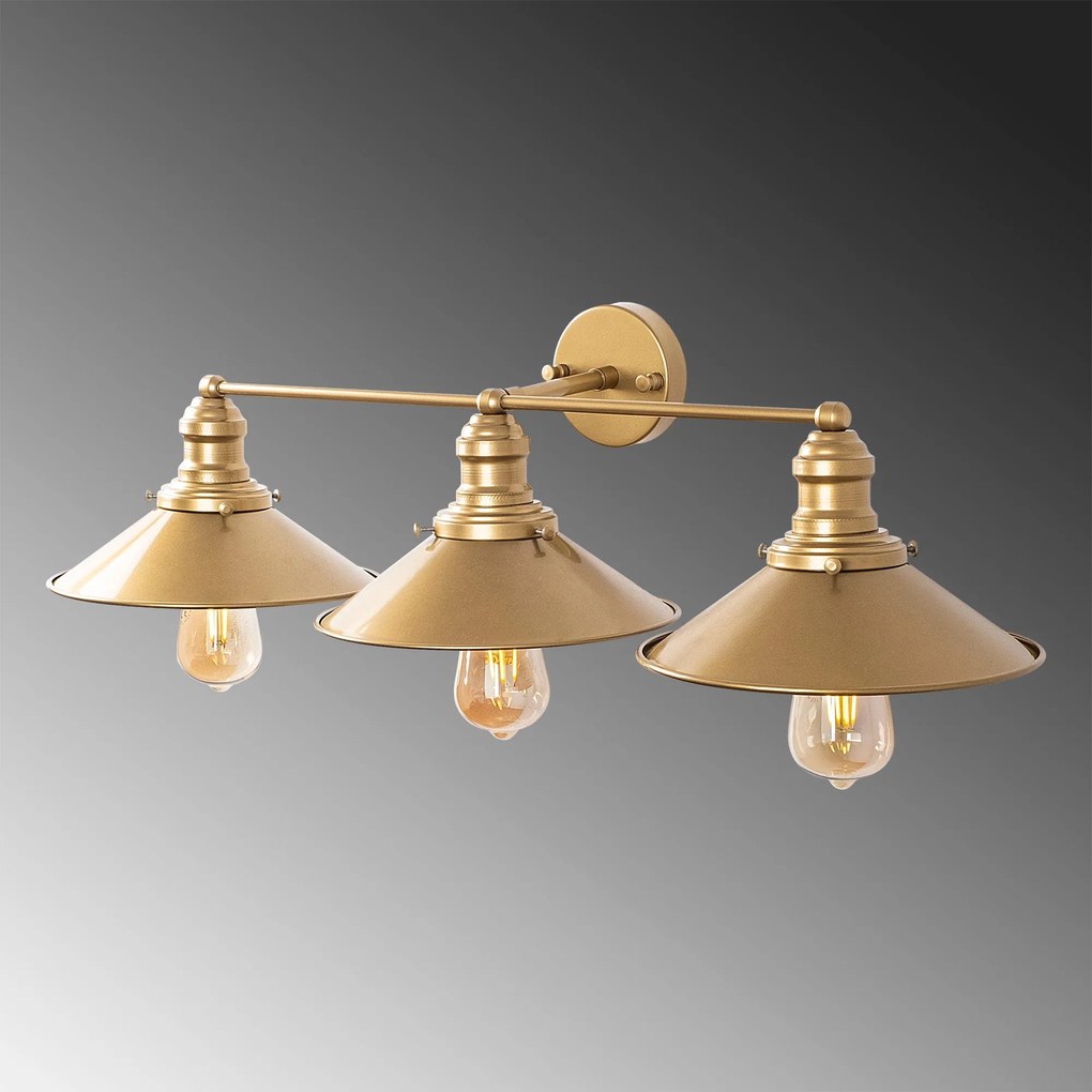 Candeeiro de Parede Conical – Dourado – 75 x 27 x 20 cm