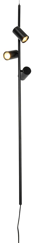 Candeeiro de suspensão preto com interruptor de pé 3 luzes - Jeana Luxe Moderno