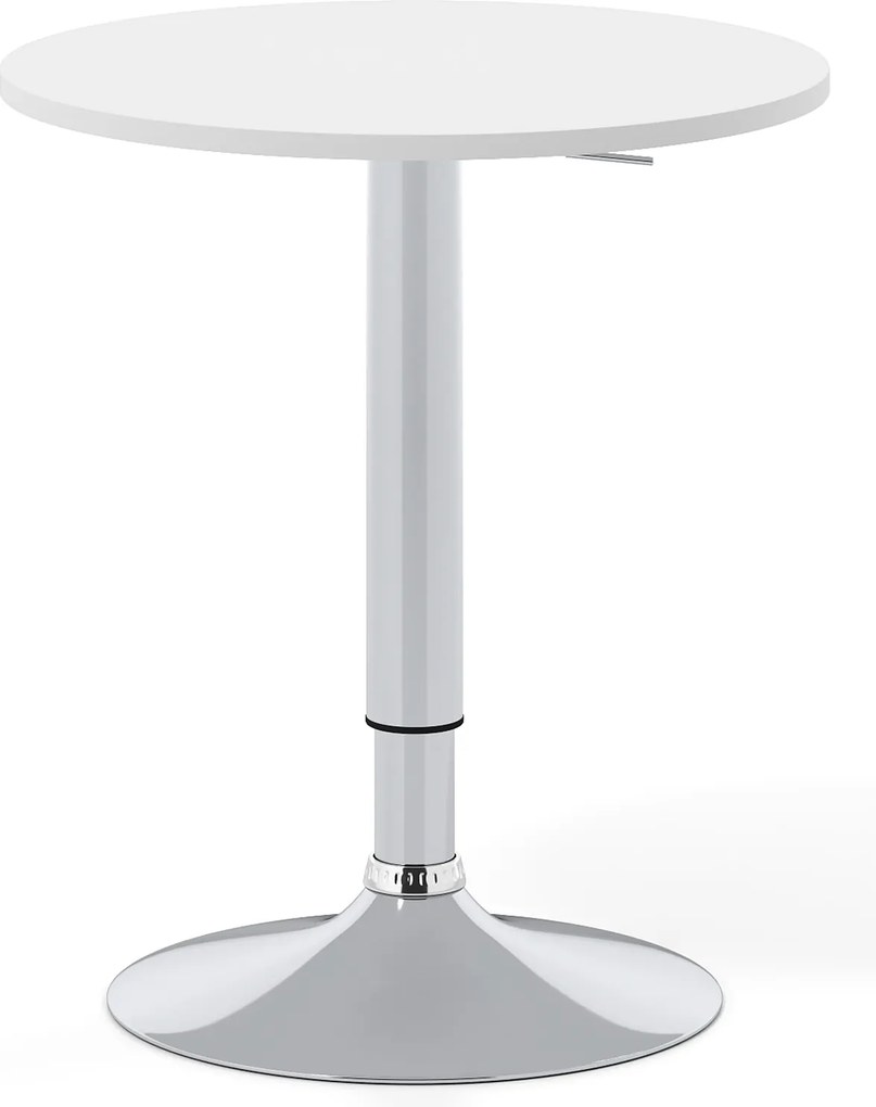 Mesa de Bar Redonda, 60 x 60 x 67,5-91,5 cm, Altura Ajustável, Branco