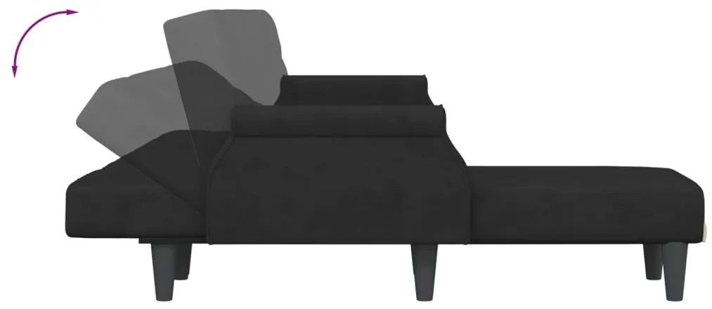 Sofá-cama em forma de L 271x140x70 cm veludo preto