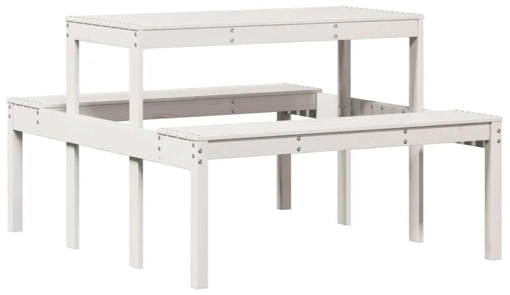 Mesa de piquenique 110x134x75 cm madeira de pinho maciça branco