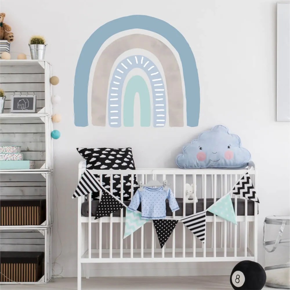 Autocolante de parede arco-íris em azul para menino