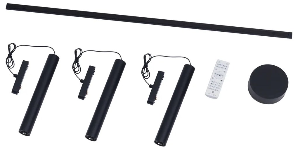 Sistema de iluminação de trilho moderno com 3 pendentes pretos monofásicos - Magnetic Cassie