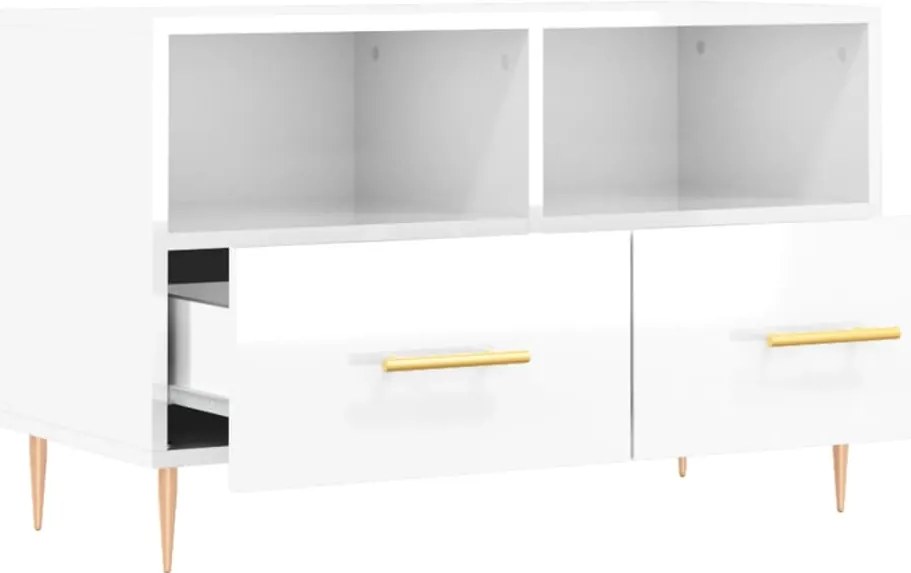 Móvel de TV 80x36x50 cm derivados de madeira branco brilhante