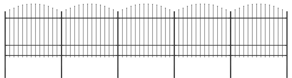 vidaXL Cerca de jardim com topo em lanças (1,5-1,75)x8,5 m aço preto