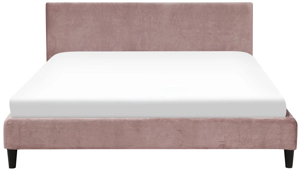 Cama de casal em veludo rosa 160 x 200 cm FITOU Beliani
