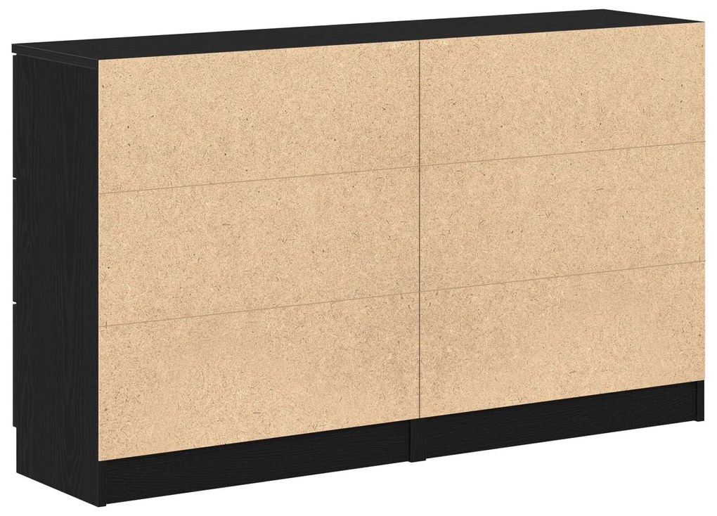 Buffets 2 pcs Madeira de Carvalho Preto 60x30x70 cm Madeira engenheira