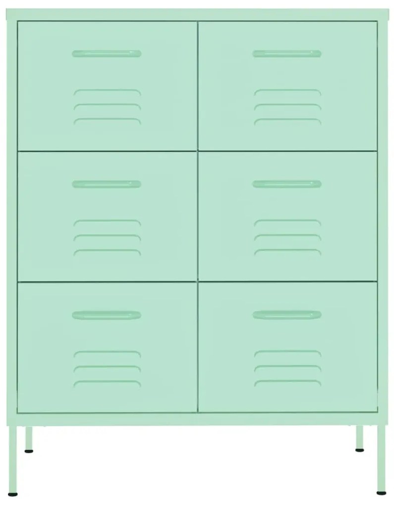 Armário com gavetas aço 80x35x101,5 cm verde-hortelã