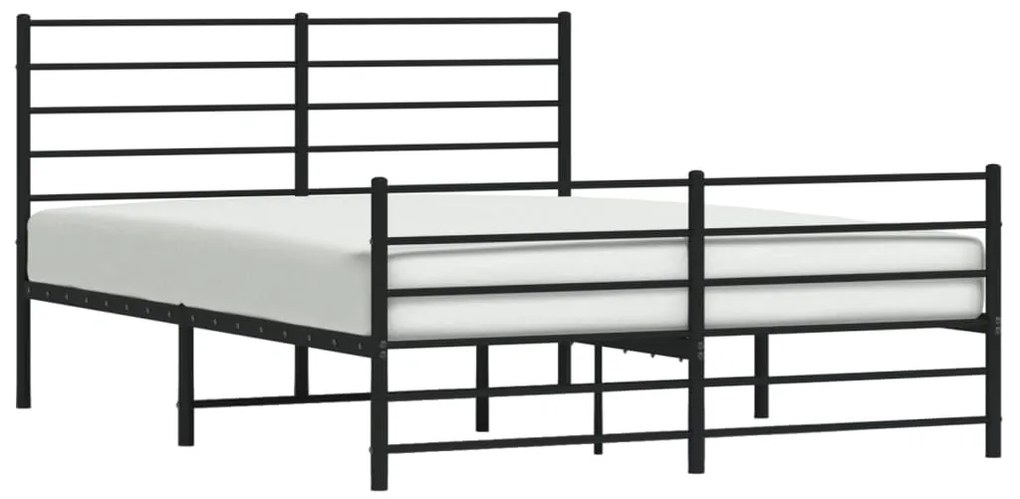 Estrutura de cama com cabeceira e pés 140x200 cm metal preto