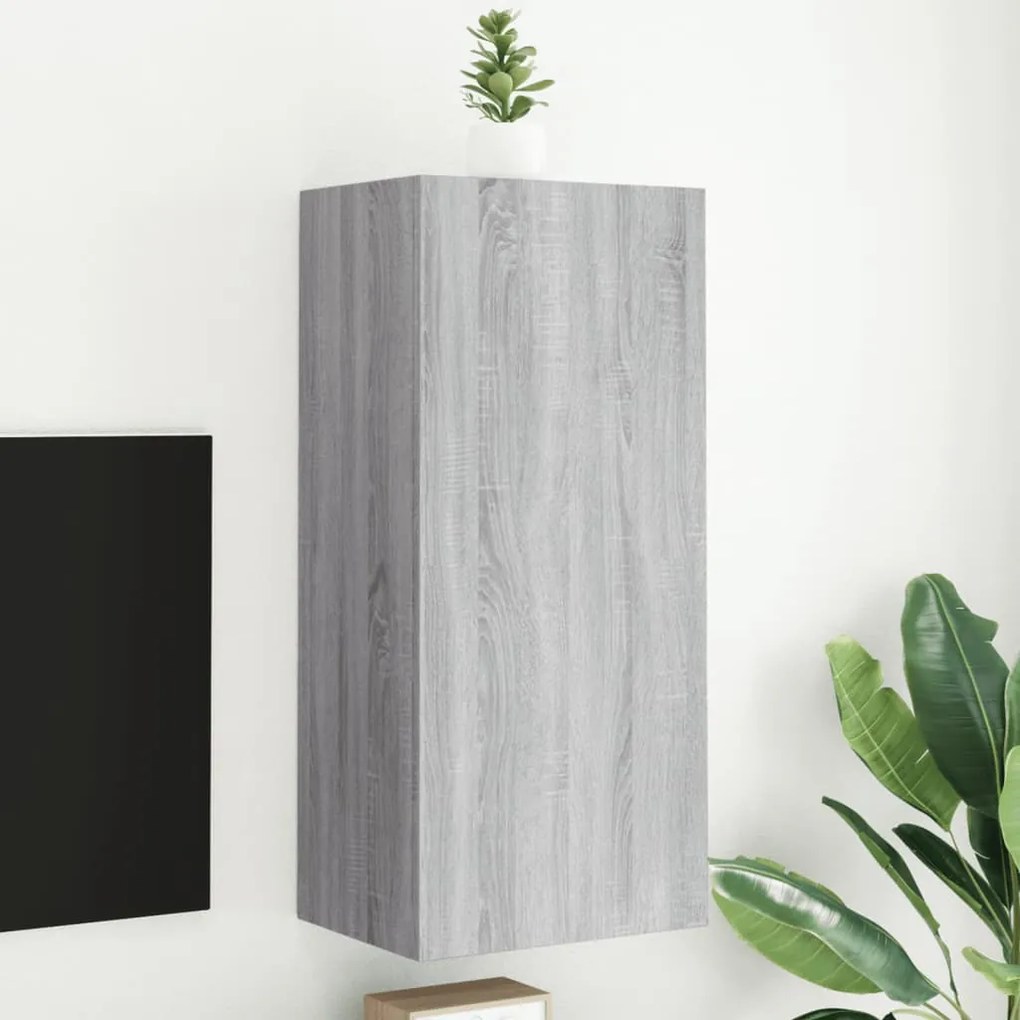 vidaXL Móvel parede TV 40,5x30x90 cm derivados de madeira cinza sonoma