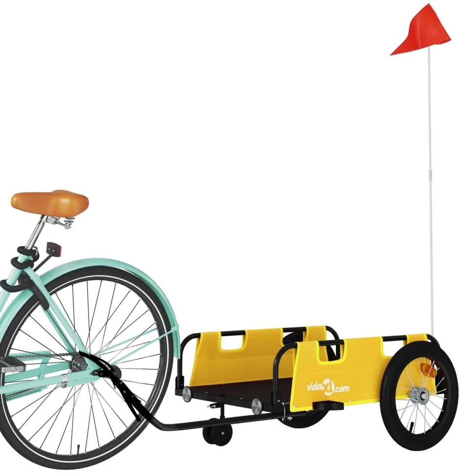 Reboque de bicicleta tecido oxford/ferro amarelo