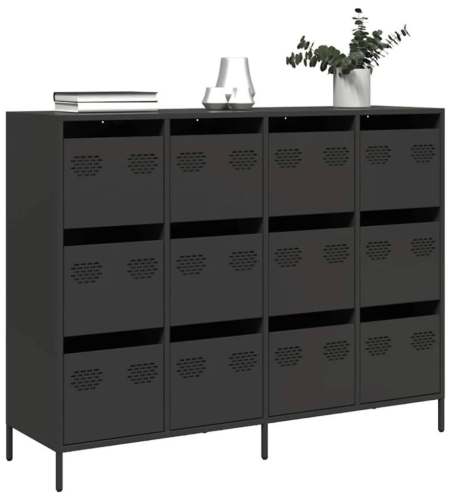 Aparador 135x39x103,5 cm aço laminado a frio preto