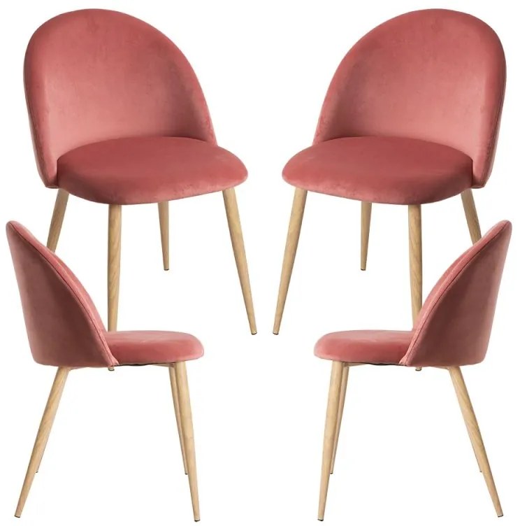 Pack 4 Cadeiras Vint Veludo - Rosa
