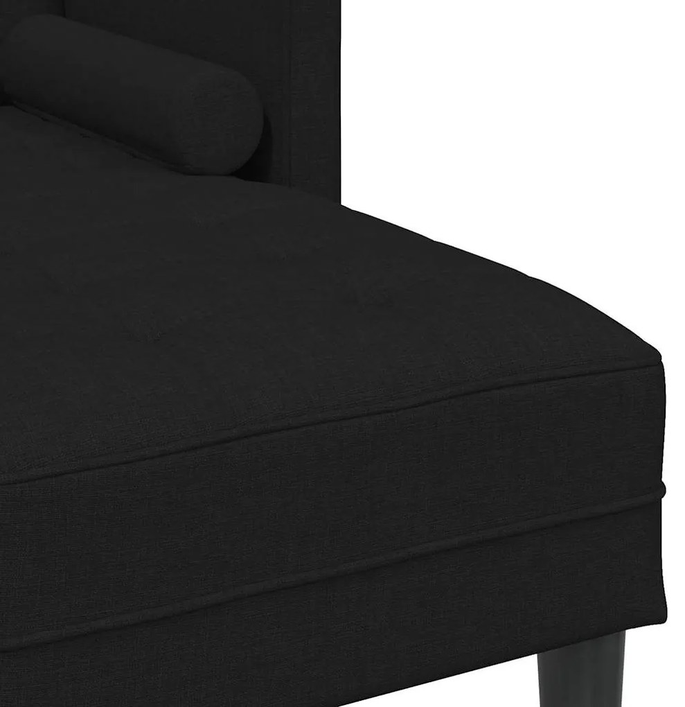Sofá L de 3 lugares vidaXL Preto 160 cm Tecido
