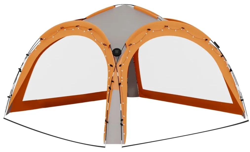 Tenda festas LED 4 paredes laterais 3,6x3,6x2,3 m cinza/laranja