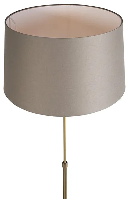 Candeeiro de pé em bronze com cúpula de linho bege 45 cm ajustável - Parte Country / Rústico