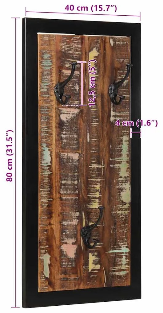 Cabide multicor 40x2x80 cm madeira maciça recuperada