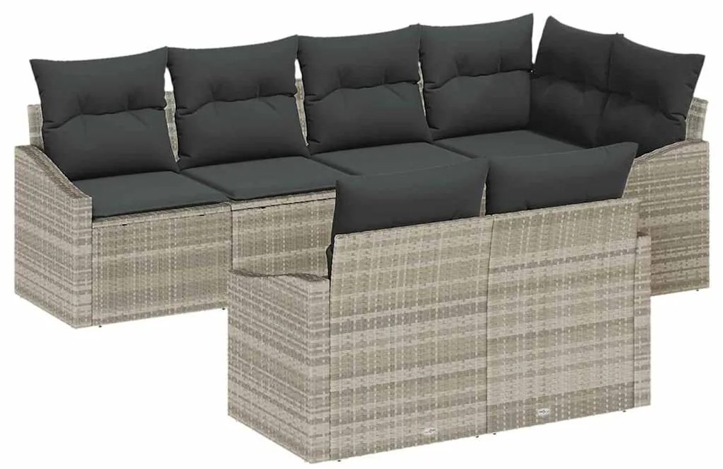 Conjunto de Jantar de Jardim de 7 Peças com Almofadas Cinza Claro em P