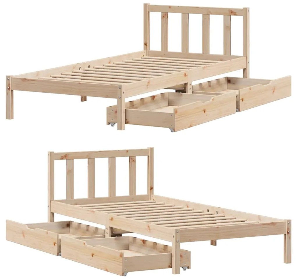 Cama sem colchão 90x200 cm madeira de pinho maciça