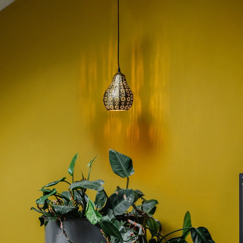 Candeeiro de suspensão oriental dourado - Billa Dia