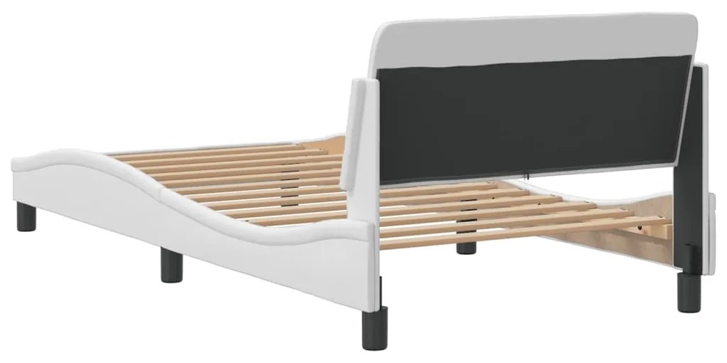 Estrutura cama c/ cabeceira 100x200 cm couro artificial branco