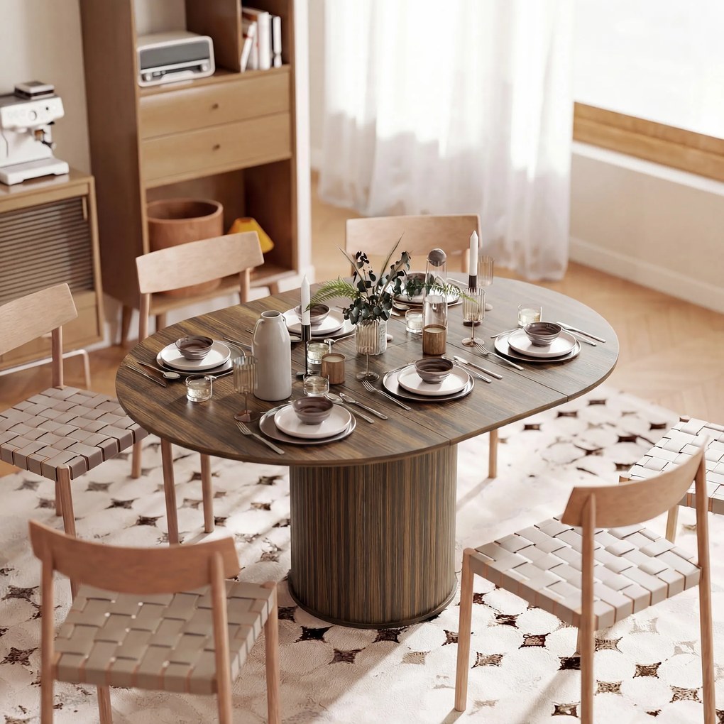 Mesa de Jantar Extensível (CADEIRAS NÃO INCLUIDAS), 150 x 110 x 75 cm, para 6 a 8 Pessoas, Cor Nogueira