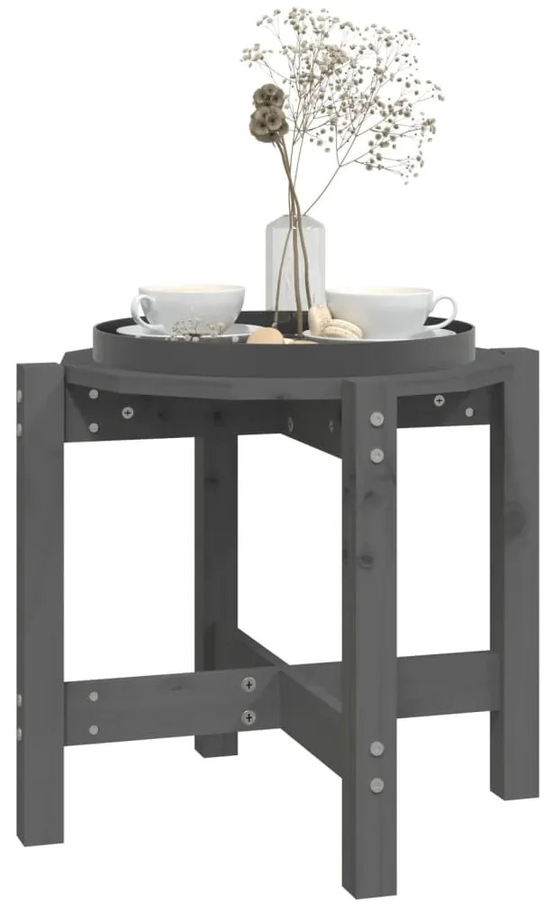 Mesa de centro Ø 52,5x45 cm madeira de pinho maciça cinzento