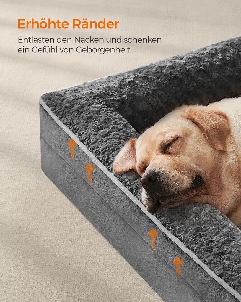 Cama ortopédica 122 x 89 x 18 cm para cães de grande porte Cinza ardósia