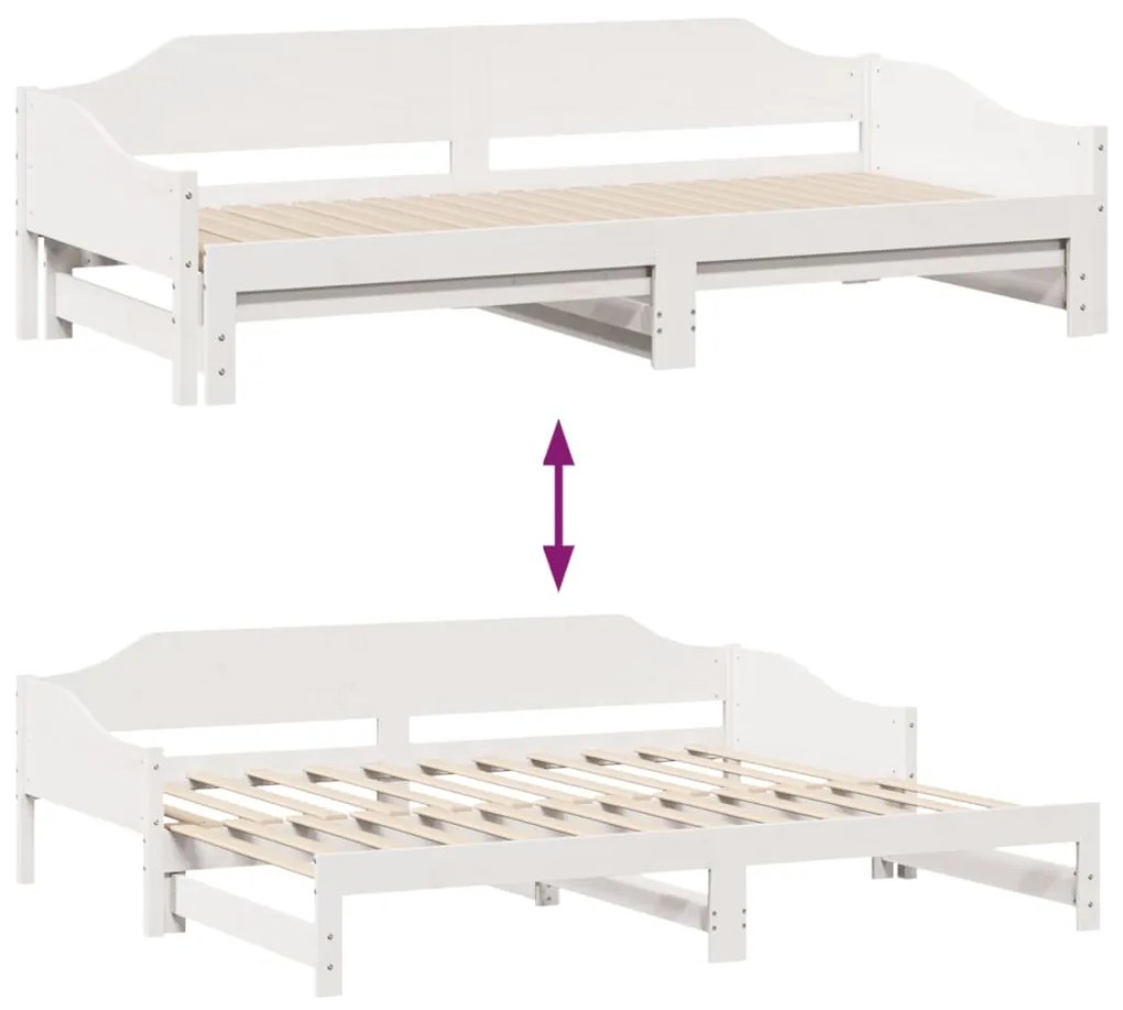 Sofá-cama com gavetão 90x190 cm madeira de pinho maciça branco