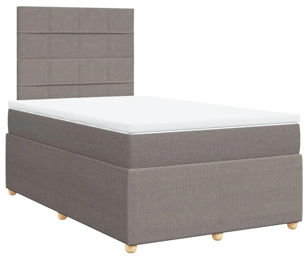 Cama boxspring c/ colchão 120x190cm tecido castanho-acinzentado