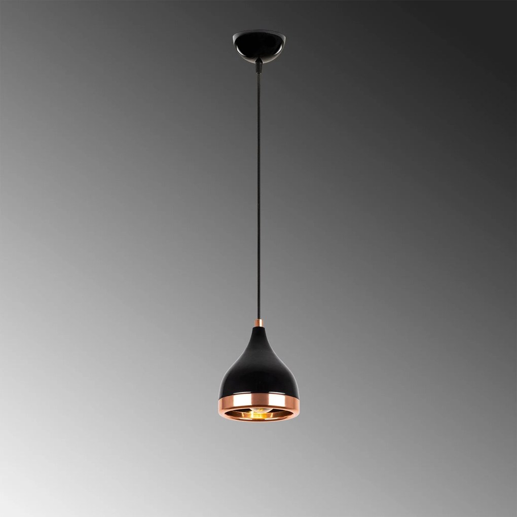Conjunto de Candeeiro e Lâmpada de Mesa Yildo – Preto e Cobre – Chande