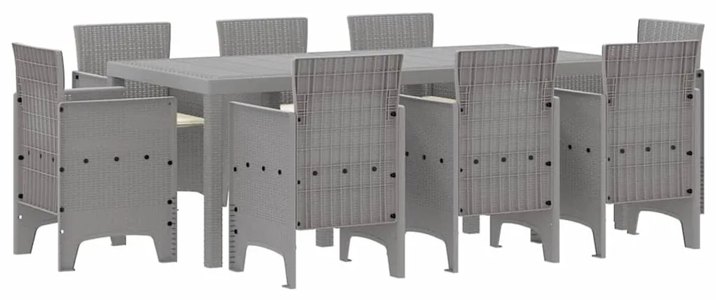 Conjunto de Jantar para Jardim 9 pcs Cinzento-claro