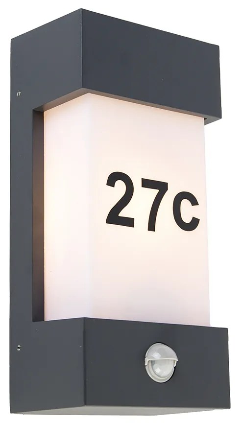 Candeeiro de parede exterior cinzento escuro IP44 sensor de movimento - Tide Moderno