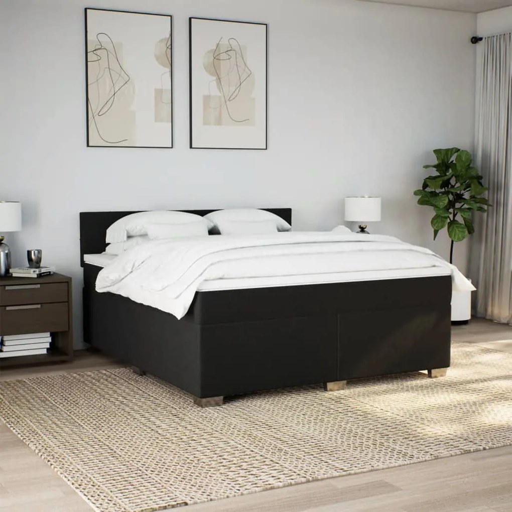Cama com molas/colchão 180x200 cm tecido preto