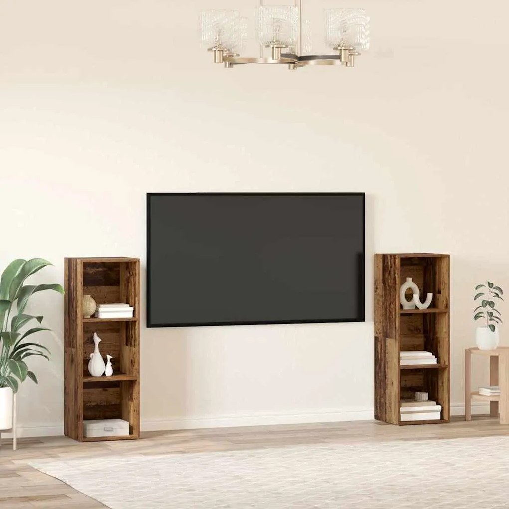 Conjunto de móvel de TV 2 pcs Madeira Antiga 107 x 35 x 37 cm
