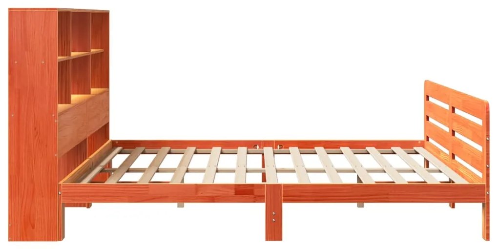 Cama sem colchão 200x200 cm pinho maciço castanho-mel